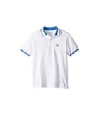 Lacoste Kids Short Sleeve Candy Stripe Croc Polo (infant/toddler/little Kids/big Kids) (white/elysee Blue) Boy's Short Sleeve Pullover