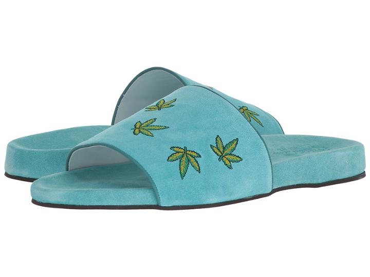 Del Toro Suede Pool Slide (teal Leaf) Men's Sandals