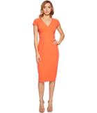 Donna Morgan Cap Sleeve Fitted Stretch Crepe Sheath Dress (tea Rose Red) Women's Dress