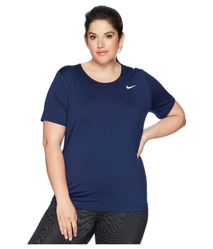 Nike Pro Mesh Short Sleeve Top (size 1x-3x) (binary Blue/white) Women's Workout