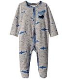 Mud Pie Shark Print Footed Sleeper (infant) (blue) Boy's Jumpsuit & Rompers One Piece