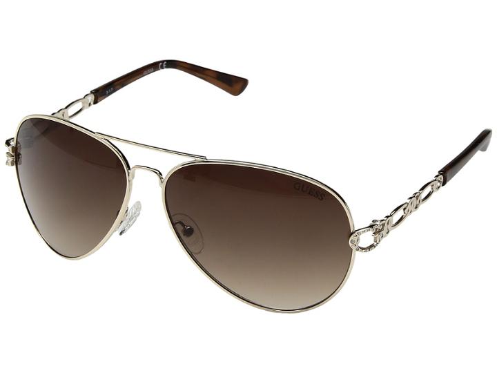 Guess Gf6044 (gold/gradient Brown Lens) Fashion Sunglasses
