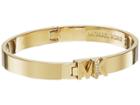 Michael Kors Iconic Hinged Mk Logo Bangle Bracelet With Hint Of Glitz (gold) Bracelet