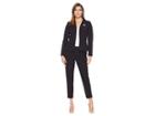 Tahari By Asl Collarless Jacket With Novelty Pocket Pants Suit (black/grey) Women's Suits Sets