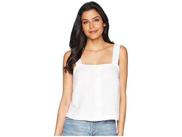Three Dots Jennie Linen Button Up Tank Top (white) Women's Sleeveless