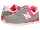 New Balance Kids Gc574v1 (big Kid) (grey/pink Zing) Girls Shoes