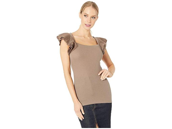 Bcbgmaxazria Mirabelle Multi Layer Sleeve Top (spanish Moss) Women's Blouse