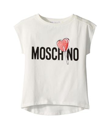 Moschino Kids Short Sleeve Logo Lollipop T-shirt (little Kids/big Kids) (cloud) Girl's T Shirt