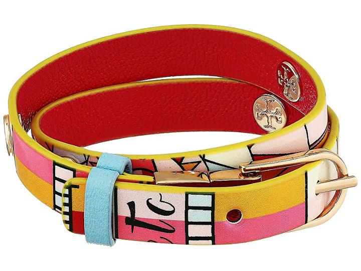 Tory Burch Printed Reversible Double-wrap Bracelet (constellation/bright Azalea) Bracelet