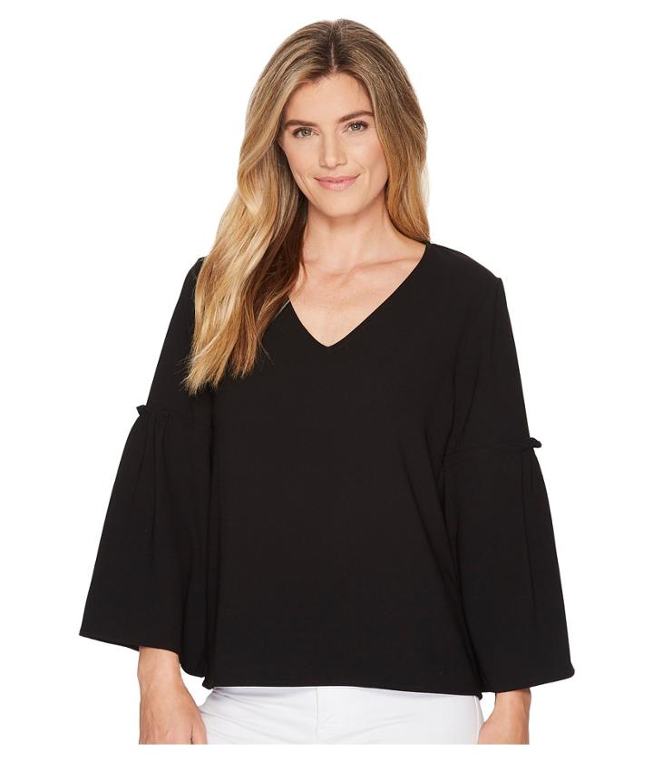Karen Kane V-neck Bell Sleeve Top (black) Women's Clothing