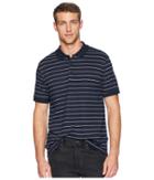 Kenneth Cole New York Short Sleeve Stripe Print Jersey Polo (indigo) Men's Clothing