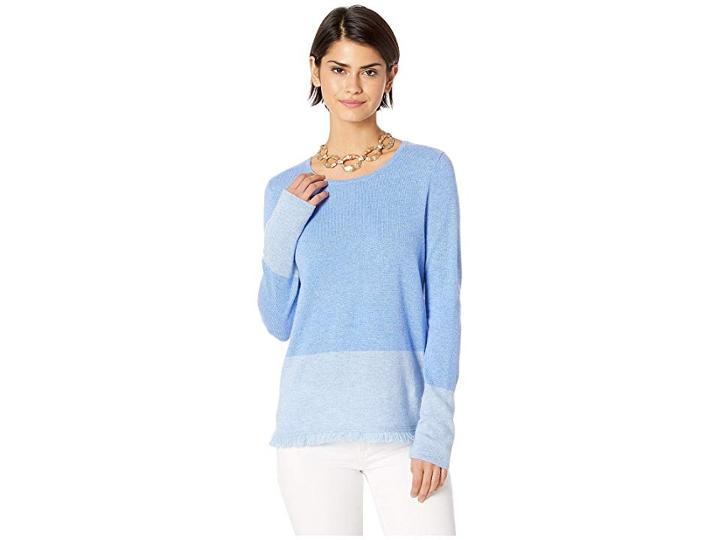 Lilly Pulitzer Rica Cashmere Sweater (heathered Be Heathered Bennet Blue Color Block) Women's Sweater