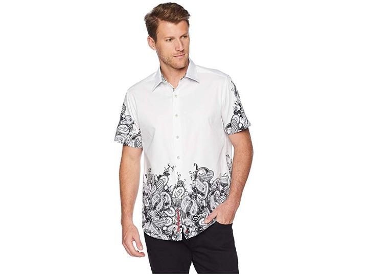 Robert Graham Hart Short Sleeve Woven Shirt (white) Men's Clothing