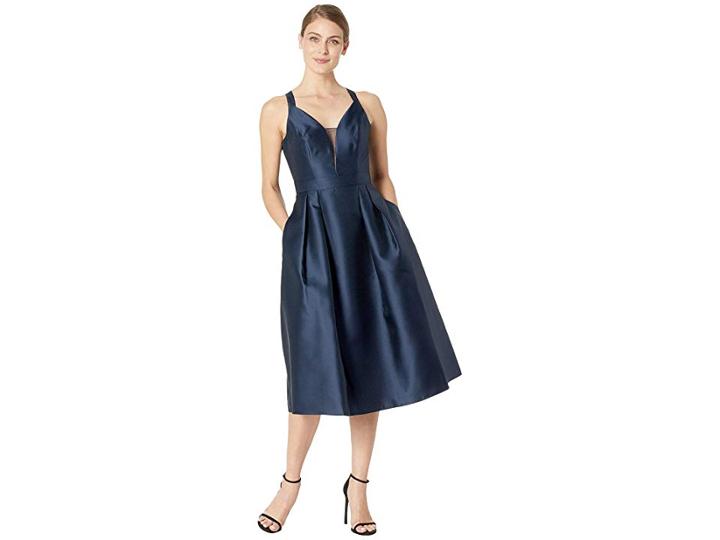 Adrianna Papell Mikado Tie Back Dress (midnight) Women's Dress
