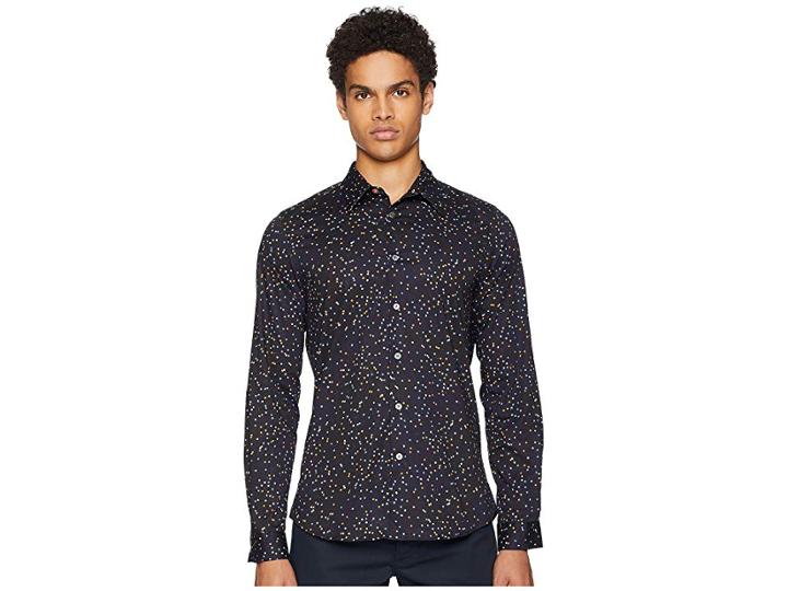 Paul Smith Long Sleeve Pin Dot Shirt (navy) Men's Clothing