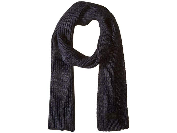 Calvin Klein Marled Ragg Wool Scarf (dark Navy) Scarves