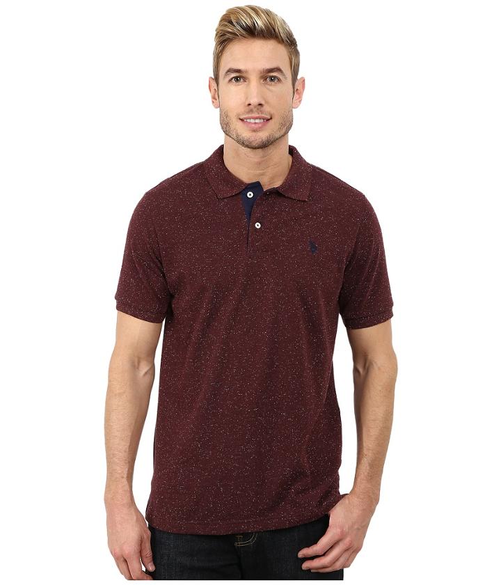 U.s. Polo Assn. Fleck Pique Polo (burgundy Fleck) Men's Short Sleeve Pullover
