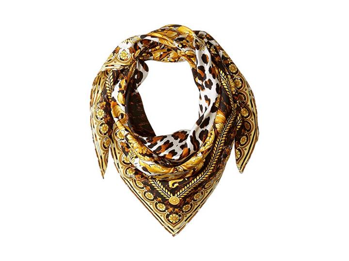 Versace Leopard Print Scarf (brown/gold/white) Scarves