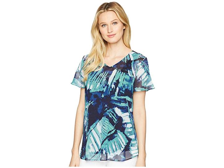 Nic+zoe Leaf Impression Top (multi) Women's Clothing