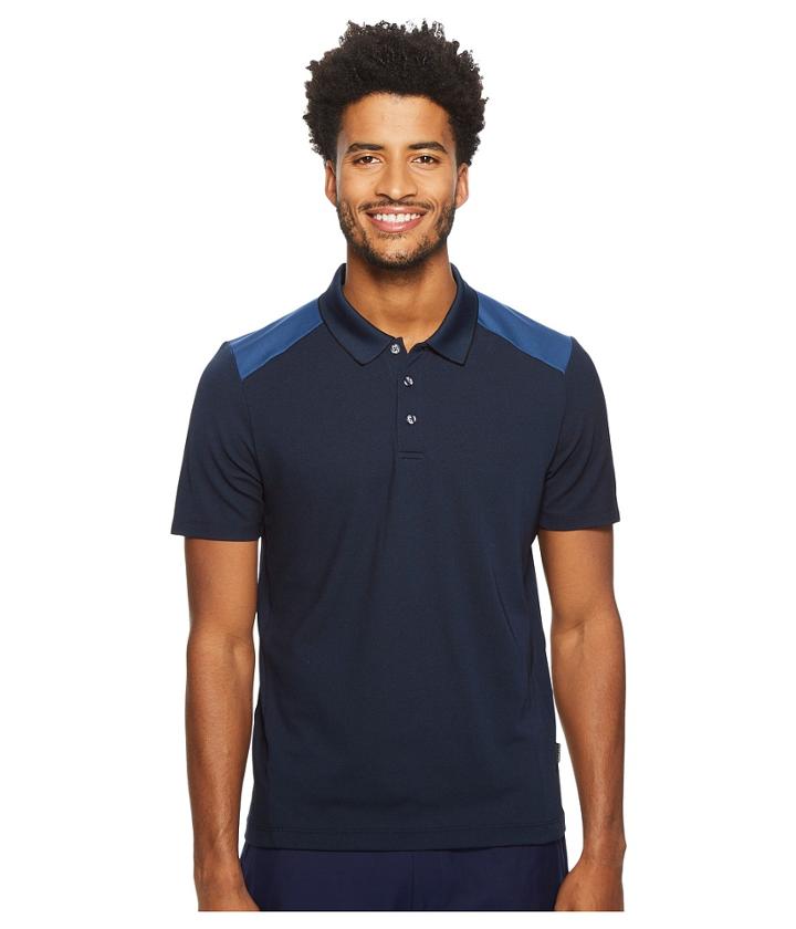 Perry Ellis Color Block Jacquard Polo (dark Sapphire) Men's Clothing