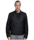 Calvin Klein Faux Leather Moto Jacket (black) Men's Coat