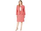 Tahari By Asl Plus Size Boucle Skirt Suit With Gold Finish Trim (coral) Women's Suits Sets