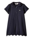 Armani Junior Short Sleeve Dress With Scallop Hem (infant) (navy) Girl's Dress