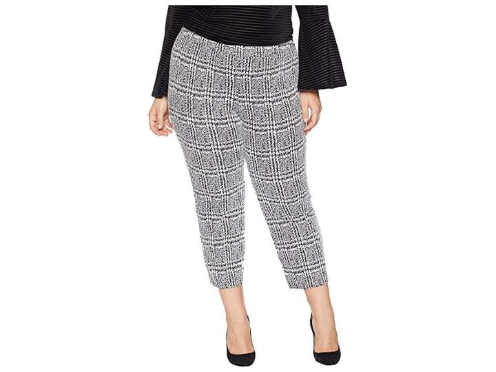 Michael Michael Kors Plus Size Plaid Cigarette Crop (black) Women's Casual Pants