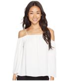 Vince Camuto Specialty Size Petite Long Sleeve Cold-shoulder Rumple Blouse (new Ivory) Women's Blouse