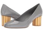 Salvatore Ferragamo Patent Leather Mid-heel Pump (fossil Grey Patent) High Heels