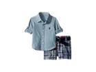 Ralph Lauren Baby Shirt, Belt Madras Shorts Set (infant) (medium Blue) Boy's Active Sets
