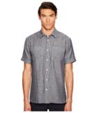 Billy Reid Clarence Short Sleeve Shirt (navy/white) Men's Clothing
