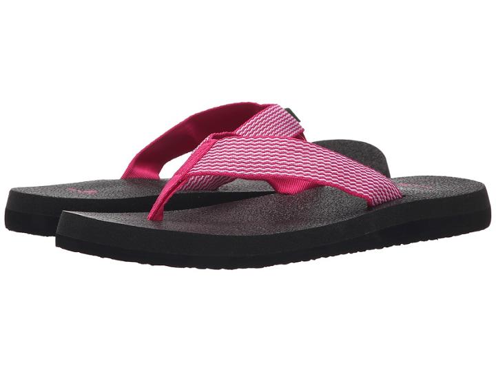 Sanuk Yoga Mat Webbing (fuchsia/white) Women's Sandals