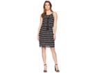 Two By Vince Camuto Zigzag Stripe Cinch Waist Halter Dress (rich Black) Women's Dress