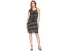 Two By Vince Camuto Zigzag Stripe Cinch Waist Halter Dress (rich Black) Women's Dress