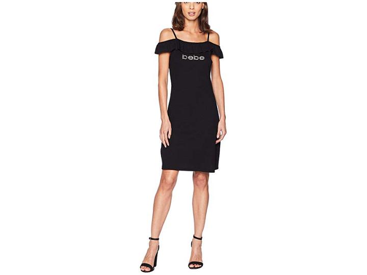 Bebe Logo Ruffle Short Dress (black) Women's Dress