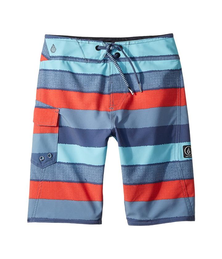 Volcom Kids Magnetic Liney Mod Boardshorts (big Kids) (wrecked Indigo) Boy's Swimwear