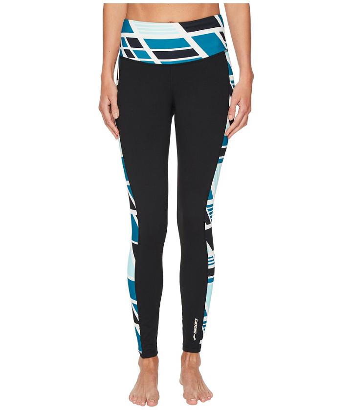 Brooks Greenlight Tights (black/ocean Wave) Women's Casual Pants