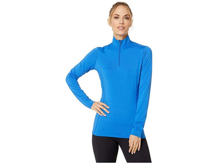 Hot Chillys Micro Elite Chamois Solid Zip-tee (cool Blue) Women's Clothing