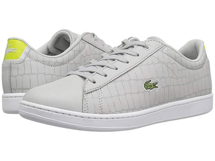 Lacoste Kids Carnaby Evo (little Kid/big Kid) (light Grey/fluroescent Yellow) Kids Shoes