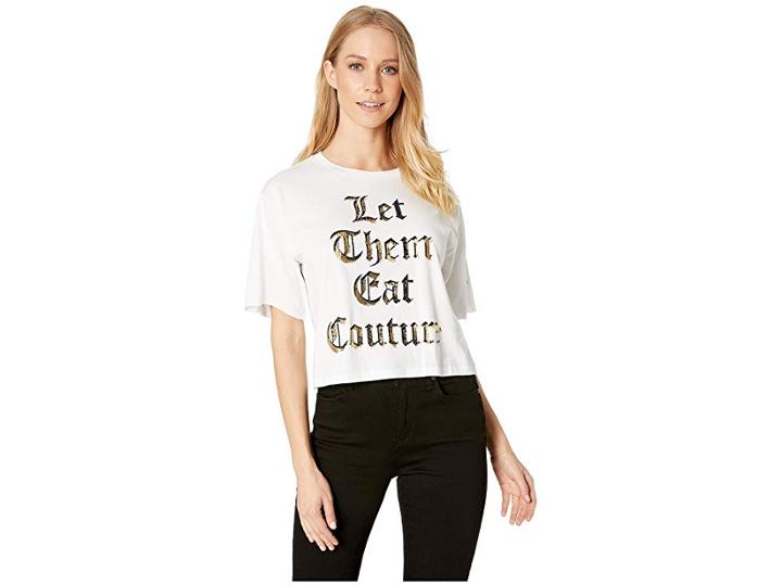 Juicy Couture Knit Let Them Eat Couture Graphic Tee (white) Women's T Shirt