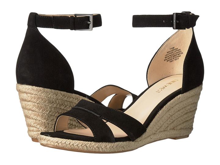 Nine West Jabrina Espadrille Wedge Sandal (black Suede) Women's Shoes