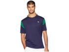 Fila Heritage Tennis Color Blocked Crew (navy/white/heritage Green) Men's Short Sleeve Pullover