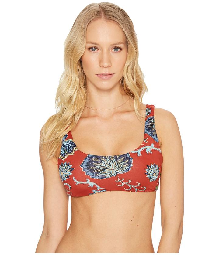 Roxy Softly Love Print Reversible Bra Bikini Top (tandoori Spice Velvet Tribes) Women's Swimwear