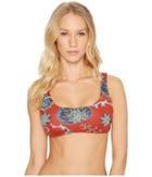 Roxy Softly Love Print Reversible Bra Bikini Top (tandoori Spice Velvet Tribes) Women's Swimwear