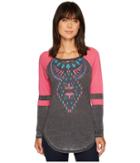 Rock And Roll Cowgirl Long Sleeve Tee 48t3530 (hot Pink) Women's T Shirt
