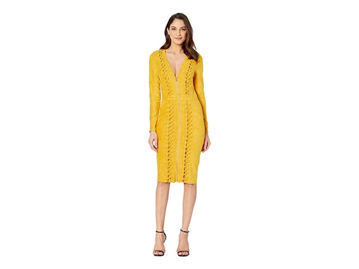 Bebe Lace-up Suede Midi Dress (chai Tea) Women's Dress