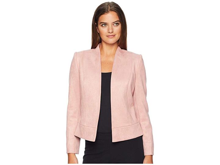 Tahari By Asl Faux Suede Jacket With Seam Detail (antique Pink) Women's Coat