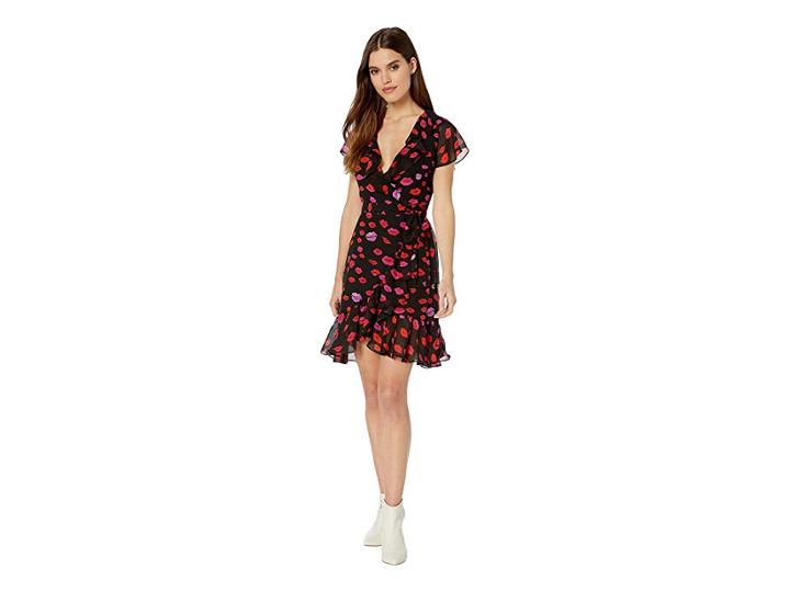 Betsey Johnson French Kiss Wrap Dress (red Kiss) Women's Dress