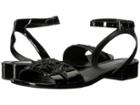 Michael Michael Kors Lexie Flat Sandal (black Patent/chunky Glitter) Women's Sandals